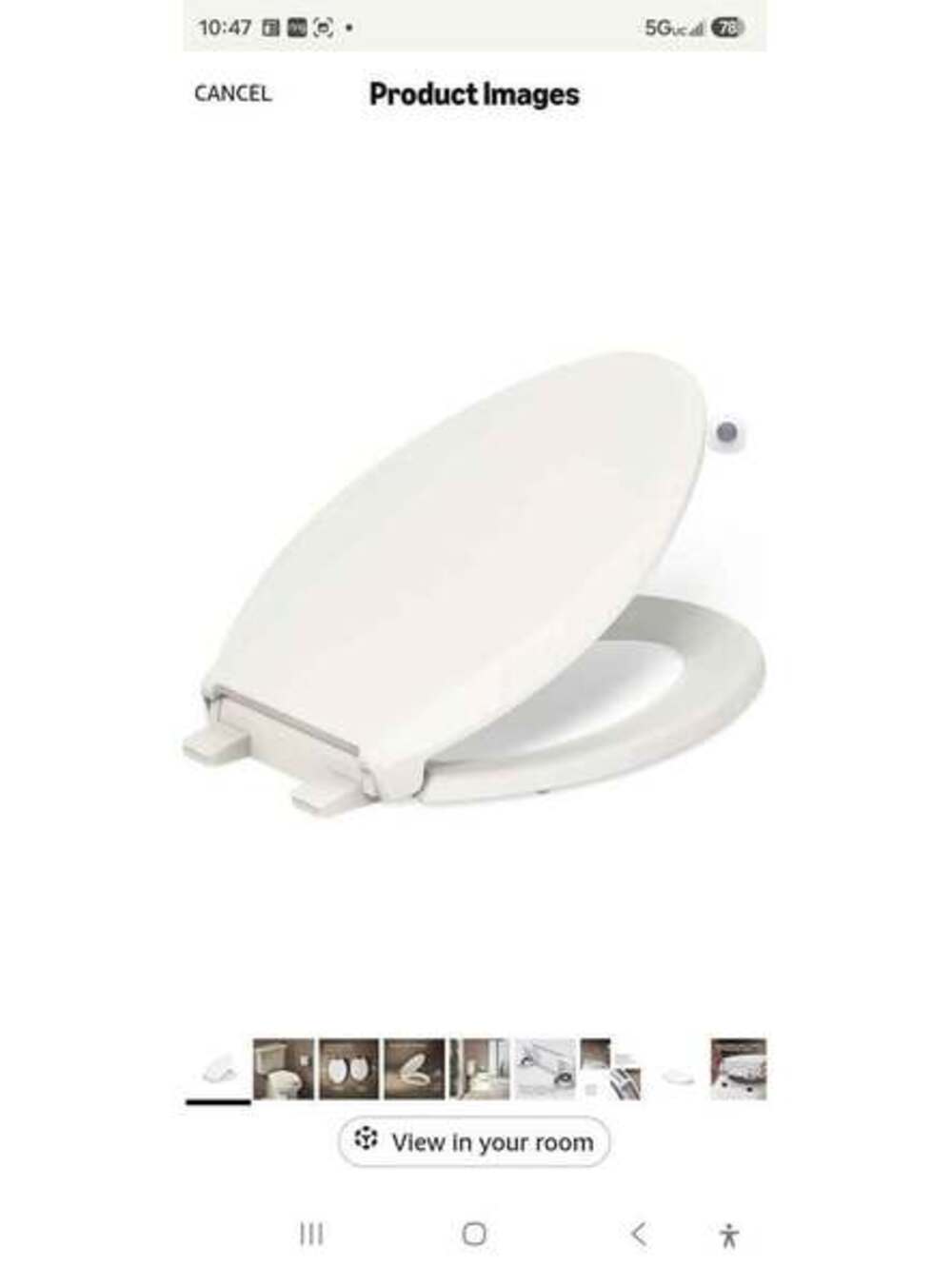 genuine Kohler round-front toilet seat in classic white.
